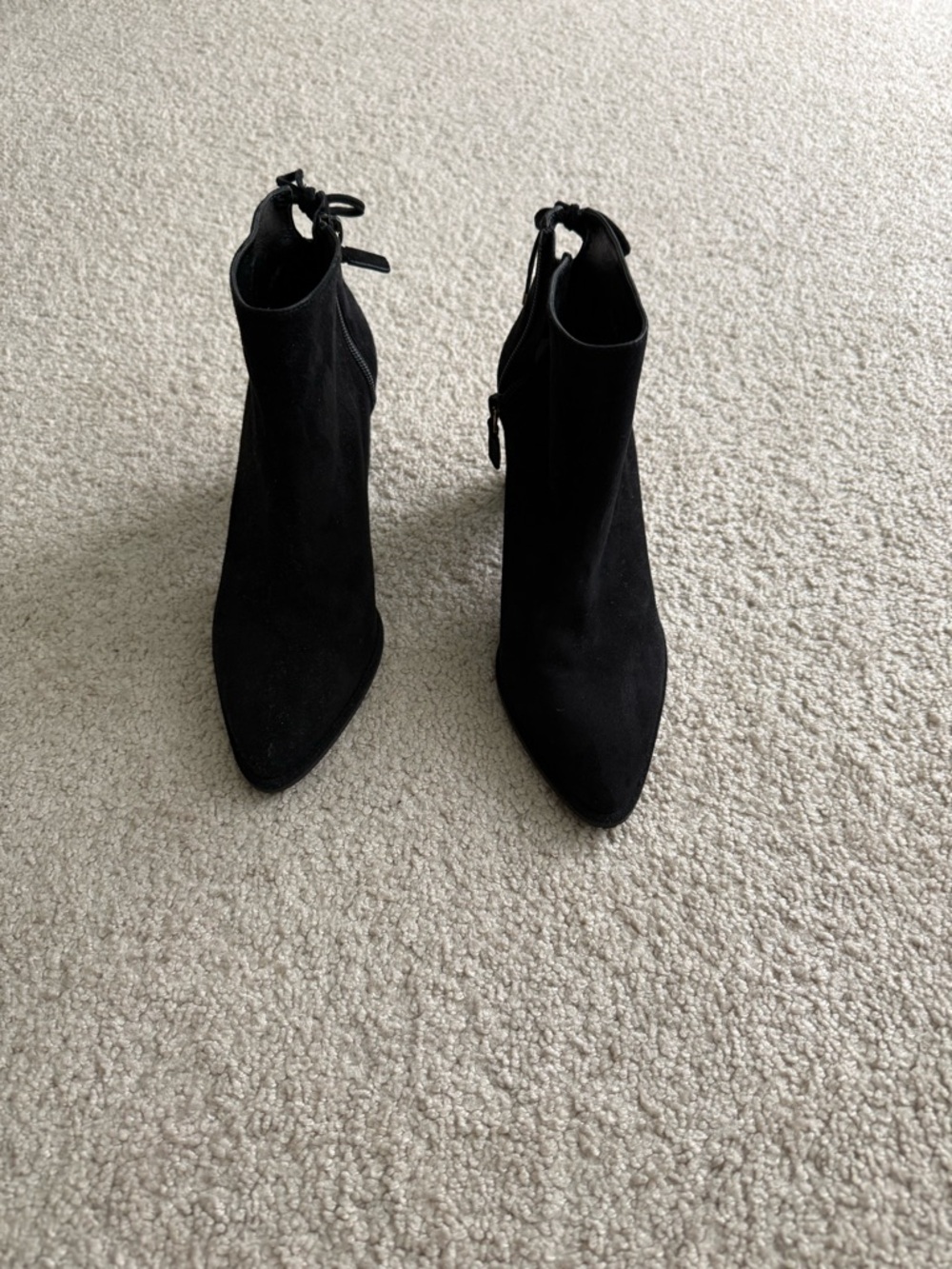 Stuart Weitzman Black Suede Pointed-Toe Ankle Booties
